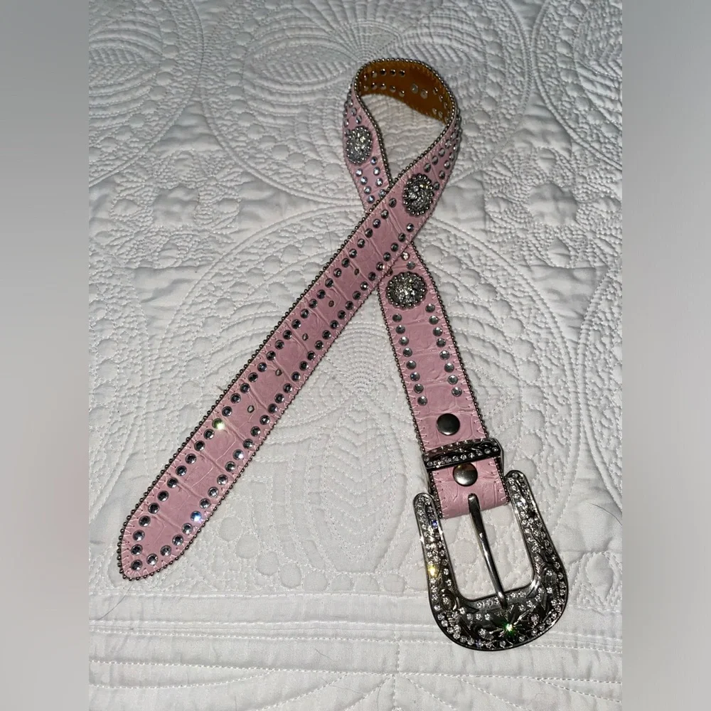 Nocona Belt Co girls pink Rhinestone belt